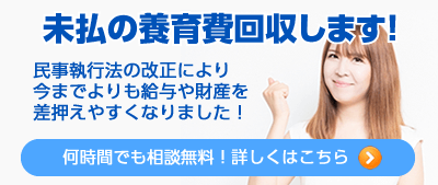 未払いの養育費回収します！民事執行法の改正により 今までよりも給与や財産を 差押えやすくなりました！